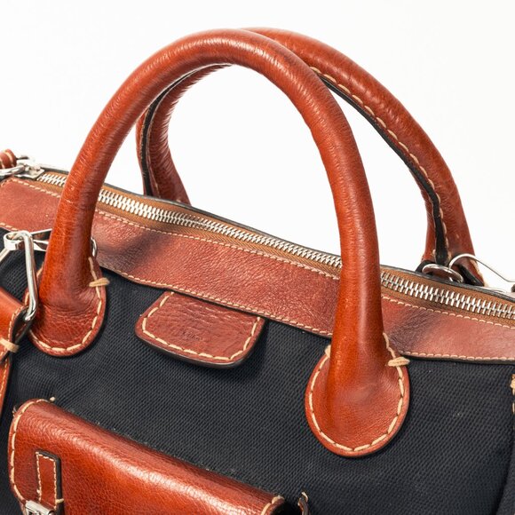 Chloe Edith Navy Canvas & Leather Trim Tote - Picture 7 of 15